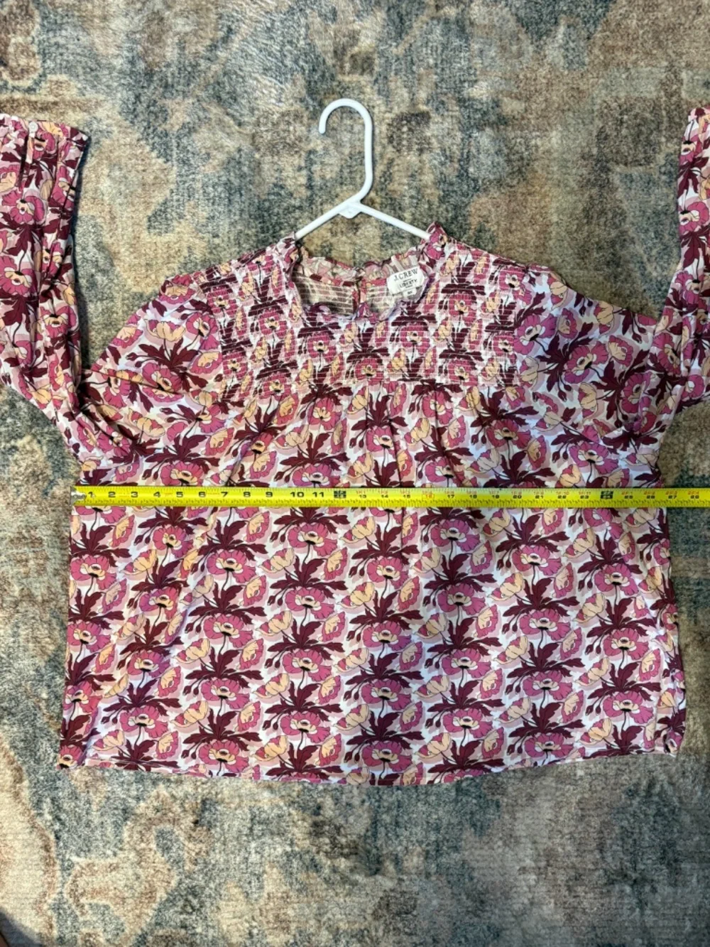 J. Crew Women's Plus Liberty Butterfield Poppy Smocked Button-Back Shirt Top 3X